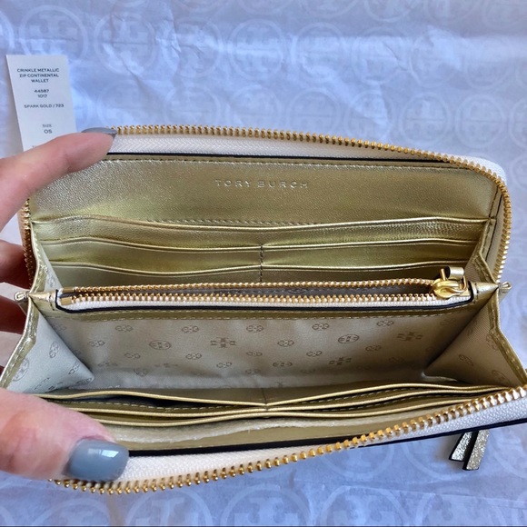 SALE💫Tory Burch gold crinkle metallic zip wallet - Picture 5 of 7